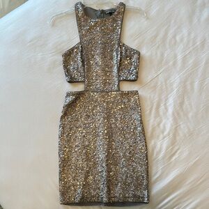 Express taupe bronze gold Sequin Dress